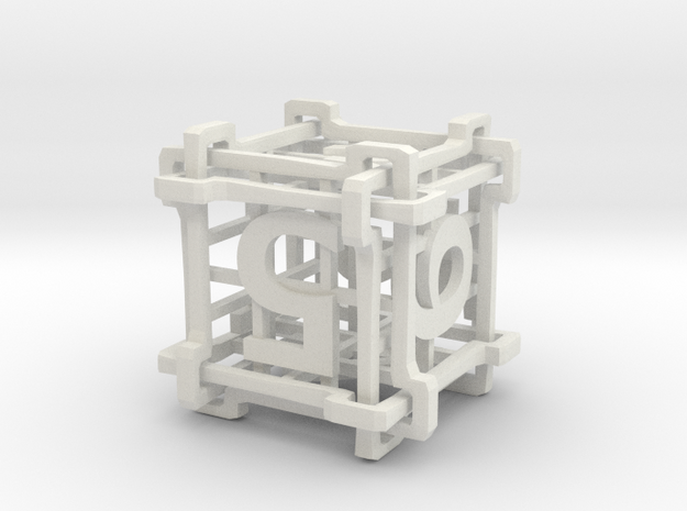 Interlocked Die (Small) in White Natural Versatile Plastic