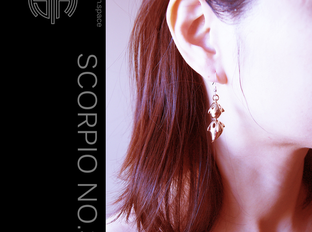 Scorpion_No.3S / Earrings in Polished Brass (Interlocking Parts)