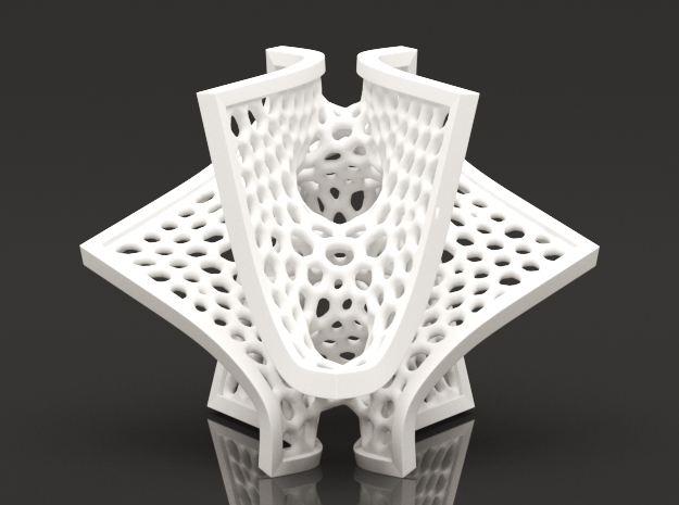 Voronoi Batwing Pendant in White Natural Versatile Plastic: Small