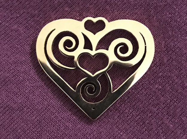 Heart Trinity Pendant in Natural Silver