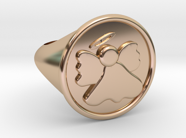 Dainty Angel Signet Ring Size 6.0 in 14k Rose Gold