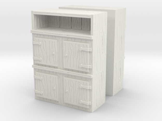 Wooden Cabinet (x2) 1/87 in White Natural Versatile Plastic