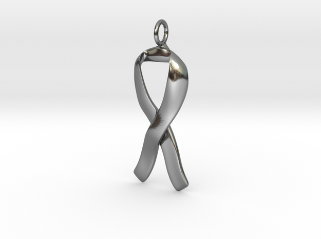 Ribbon Pendant Solid in Polished Silver
