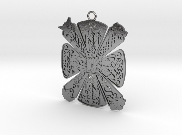 Cress Slavic amulet Pendant in Polished Silver