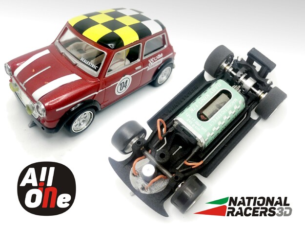 Chassis for Scalextric/SCX MlNl CprS (Inline-AiO) in Black Natural Versatile Plastic