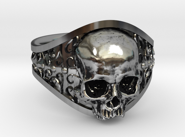 Elegant Gothic Skull Ring in Antique Silver: 8.5 / 58