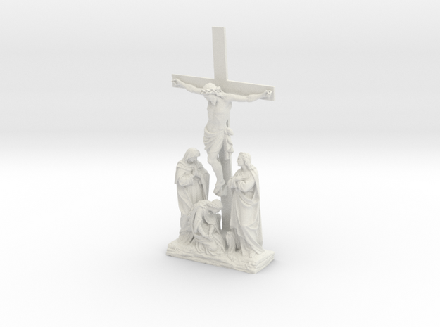 Crucifixion of Jesus in White Natural Versatile Plastic
