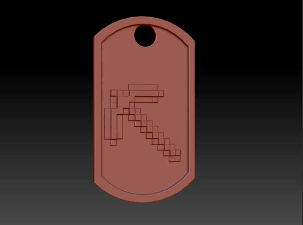 Minecraft Pickaxe Themed Dog Tag in Polished Gold Steel