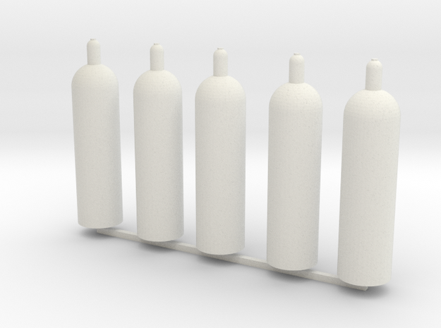 1:16 propane gasbottle Propan Gasflaschen set of 5 in White Natural Versatile Plastic