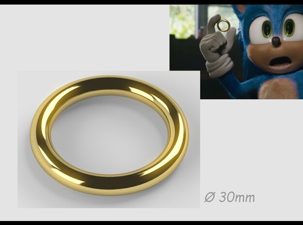 Sonic Movie Ring in 14k Gold Plated Brass