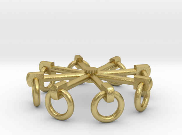 7W001 Tie Town Rings - Hanging Down 7mm Scale in Natural Brass