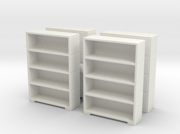 Bookshelf (x4) 1/87 in White Natural Versatile Plastic