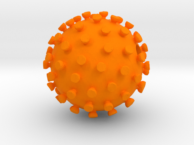 Corona Virus Pendant in Orange Processed Versatile Plastic