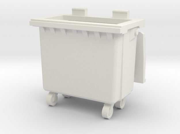Trash bin with wheels 01.O Scale (1:48) in White Natural Versatile Plastic