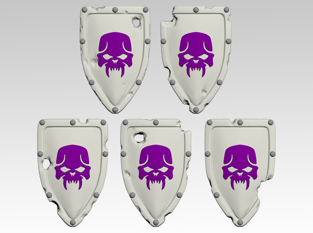 Skull 1 Kite Shields x10 in Tan Fine Detail Plastic