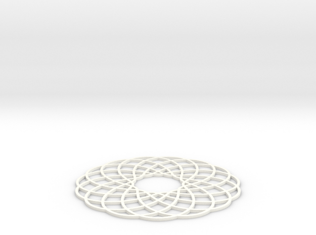 Spirograph Coaster in White Processed Versatile Plastic