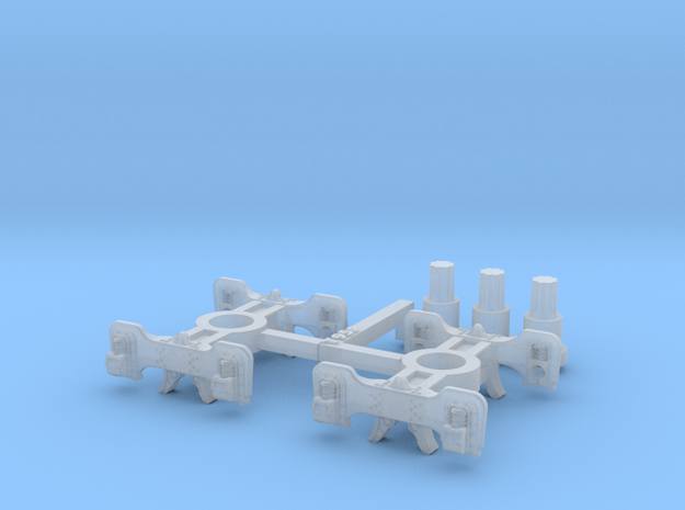 T95p x2 N scale short Fox trucks, pin mount in Smoothest Fine Detail Plastic