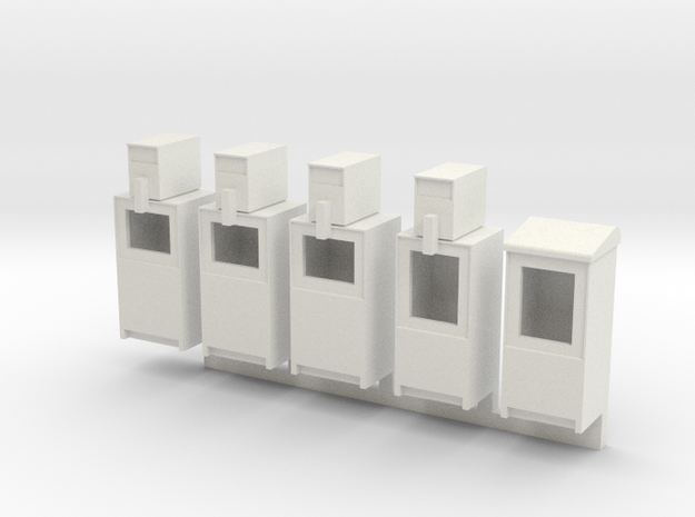 Newspaper Boxes in HO in White Natural Versatile Plastic: 1:87 - HO