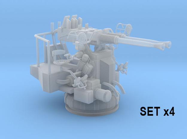 1/450 USN 40mm Bofors Twin Mount SET x4 in Tan Fine Detail Plastic