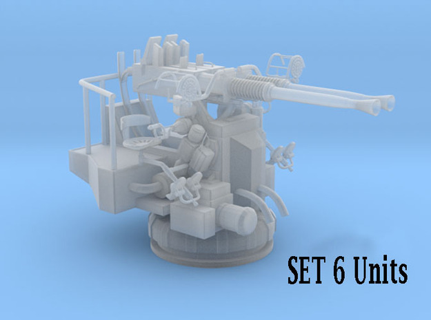 1/500 USN 40mm Bofors Twin Mount SET x6 in Tan Fine Detail Plastic