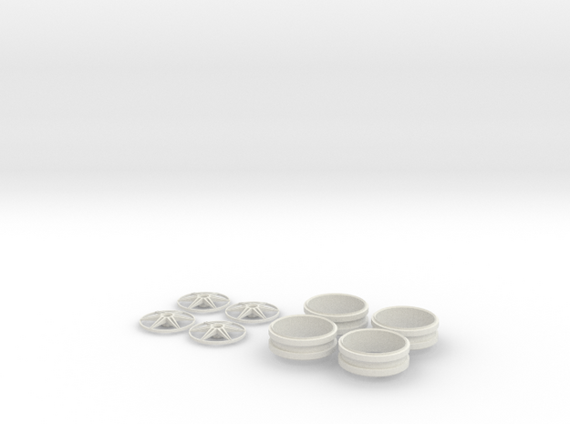 1/12 Centerlock 6 Star Wheels in White Natural Versatile Plastic