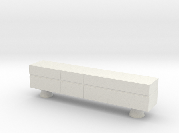 Modern Miniature 1:24 Sideboard in White Natural Versatile Plastic: 1:24