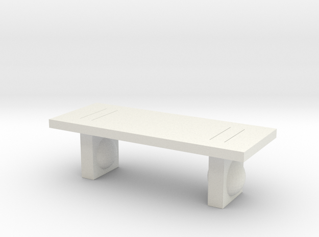 Modern Miniature 1:24 Table in White Natural Versatile Plastic: 1:24