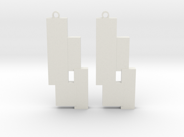 Modern Earrings Design  in White Natural Versatile Plastic: Small