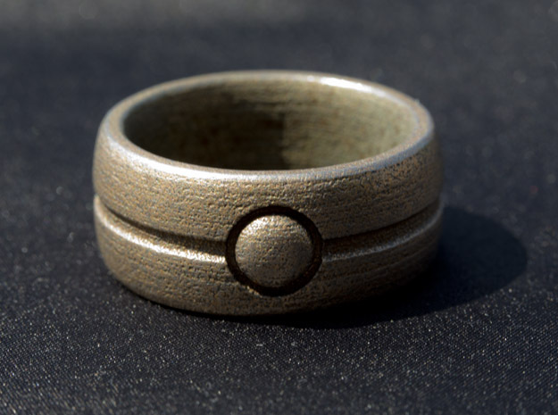 One Bead Ring - Size 23 in Polished Bronzed Silver Steel