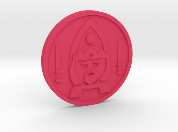 King of Wands Coin in Pink Processed Versatile Plastic