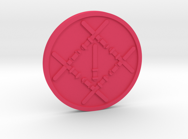 Nine of Wands Coin in Pink Processed Versatile Plastic