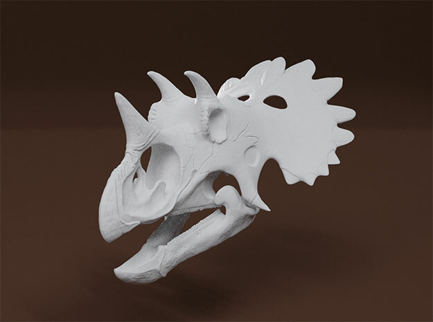 Regaliceratops Skull in White Natural Versatile Plastic: 1:18