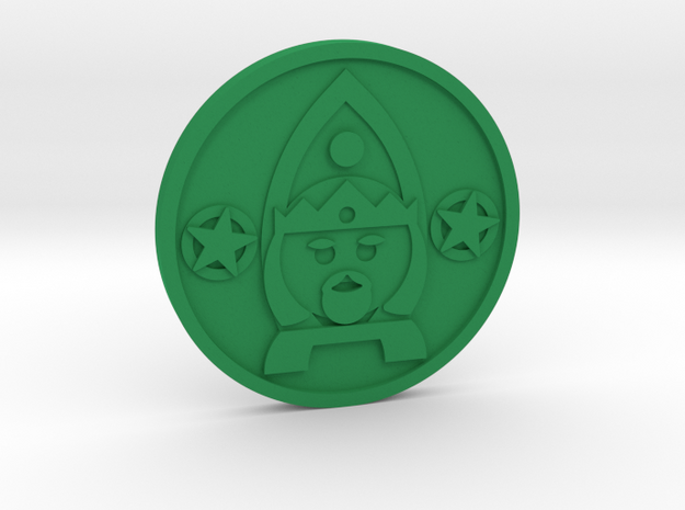 King of Pentacles Coin in Green Processed Versatile Plastic