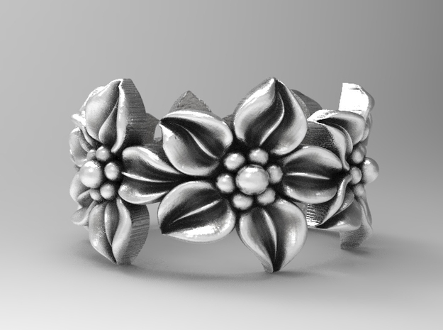 Flower Ring Size 7 in Natural Silver