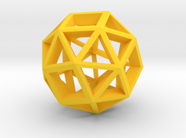  lawal 30mm skeletal snub cube  in Yellow Processed Versatile Plastic