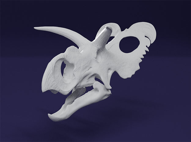Medusaceratops Skull- 1/18th scale replica in White Natural Versatile Plastic: 1:18