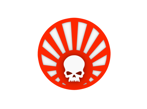 Cyber Samurai Rising Death Sun Clan Flat Symbol X  in Clear Ultra Fine Detail Plastic