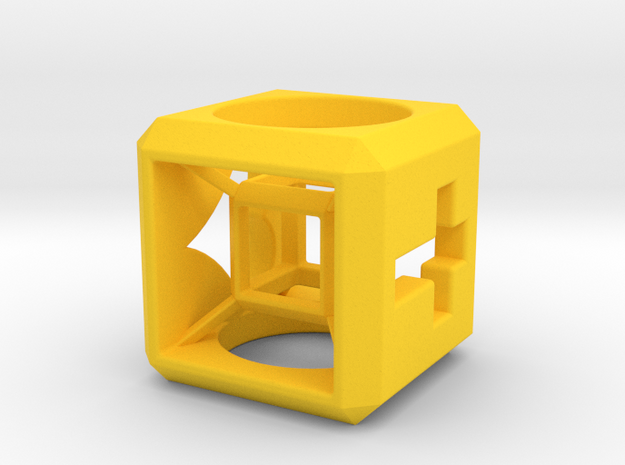 SCULPTURE Small HyperCube Base for 33mm 3d-Cross in Yellow Processed Versatile Plastic