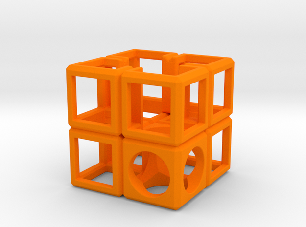 SCULPTURE Cube-Base for 48mm 3d-Cross in Orange Processed Versatile Plastic