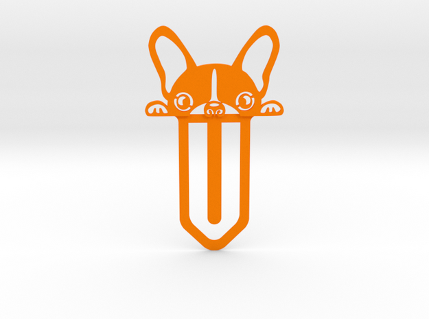Cute Bulldog Bookmark in Orange Processed Versatile Plastic
