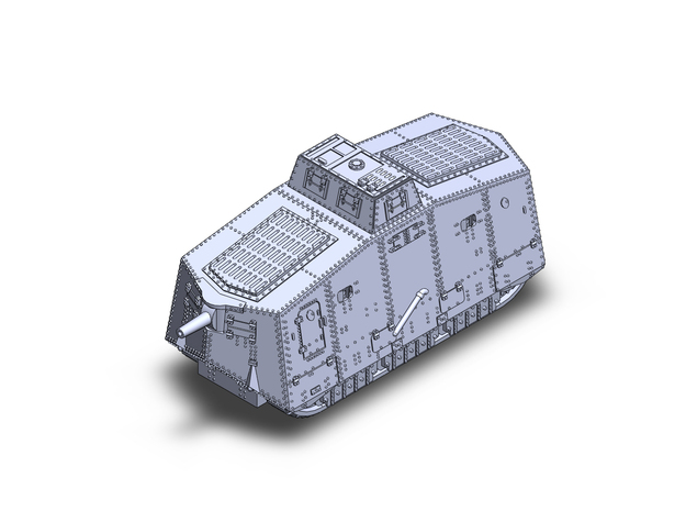 A7V German tank WW1 in Tan Fine Detail Plastic: 1:400