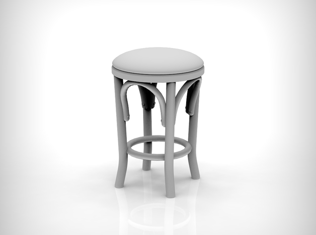 Stool 02. 1:12 Scale x2 Units in Gray PA12