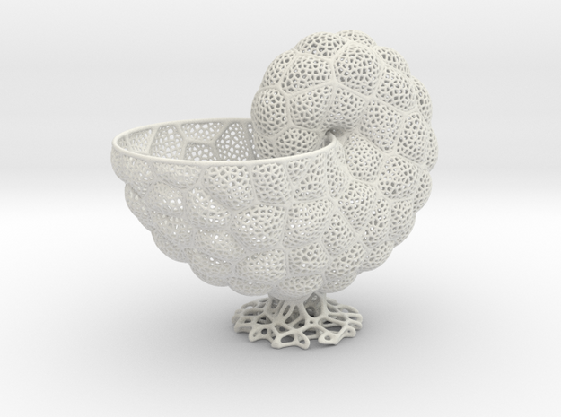 Nautilus Vase (small version) in White Natural Versatile Plastic