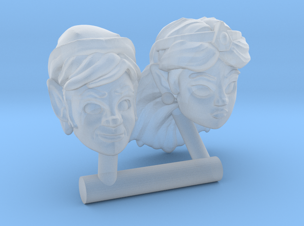 RetroToon Link & Zelda Heads (Multisize) in Smooth Fine Detail Plastic: Extra Small