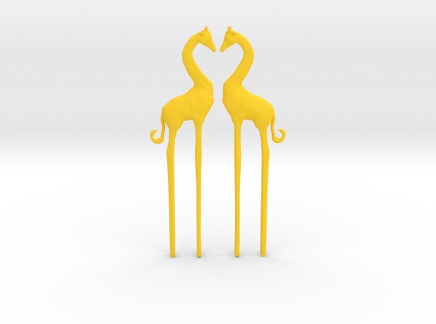 Giraffe in Love Caketopper 2X in Yellow Processed Versatile Plastic
