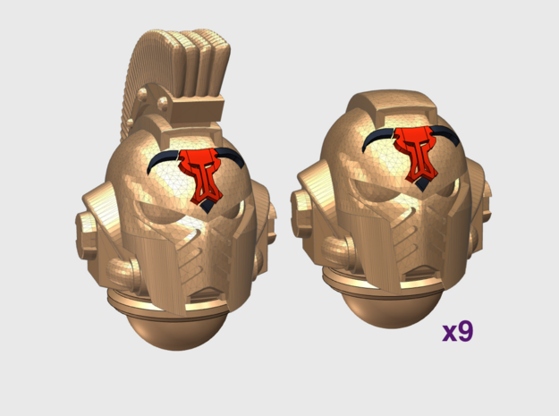 10x Greek Bull - G:10 Prime Helms : Squad1 in Tan Fine Detail Plastic