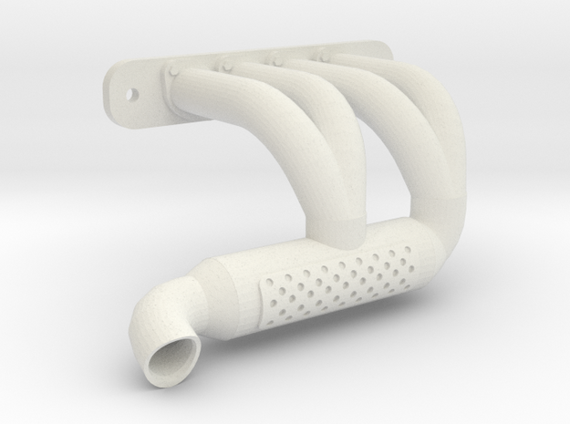 Axial SMT-10 Exhaust Header SH-2C-SHORT (Right) in White Natural Versatile Plastic