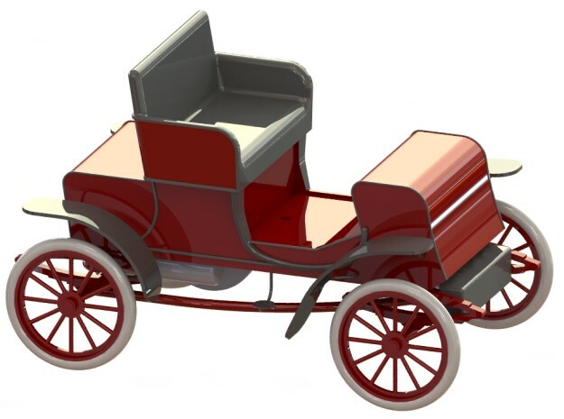 Stevens-Duryea Model L Runabout 1903-1906 1/24 in White Processed Versatile Plastic