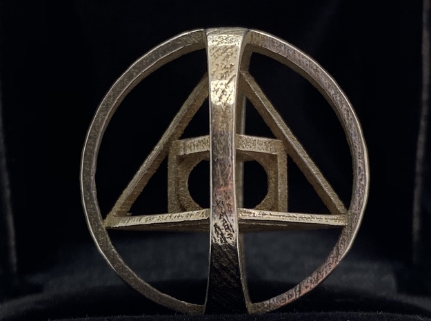3D Philosopher's Stone Hollow in Polished Bronzed-Silver Steel