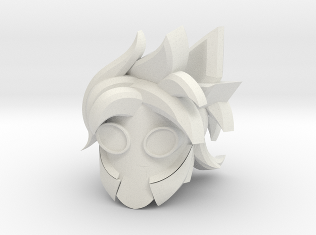 Chameleo Head (No Mouth Plate, Hair Exposed) in White Natural Versatile Plastic